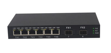 8 ports Ethernet Fiber Optic Switch 2 100M fiber port 6 10 / 100M UTP ports ST / SC / FC optional