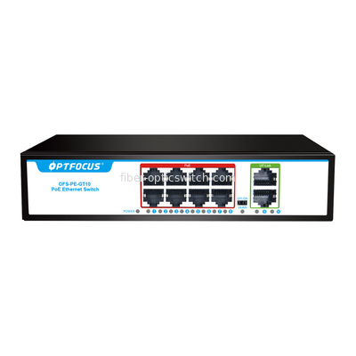 Factory OEM/ODM 10 Ports Optical Fiber Switch 8*1000mbps RJ45 POE Port,UP-Link 2*1000m RJ45 Port