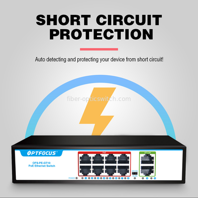 Factory OEM/ODM 10 Ports Optical Fiber Switch 8*1000mbps RJ45 POE Port,UP-Link 2*1000m RJ45 Port