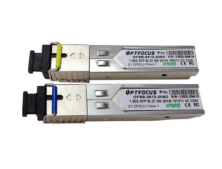 OPTFOCUS  1.25 G SFP Optical Transceiver  OFSB-3512-20SD SFP Optical Transceiver BI-BD SM SC  20KM 1310-1550NM DDM