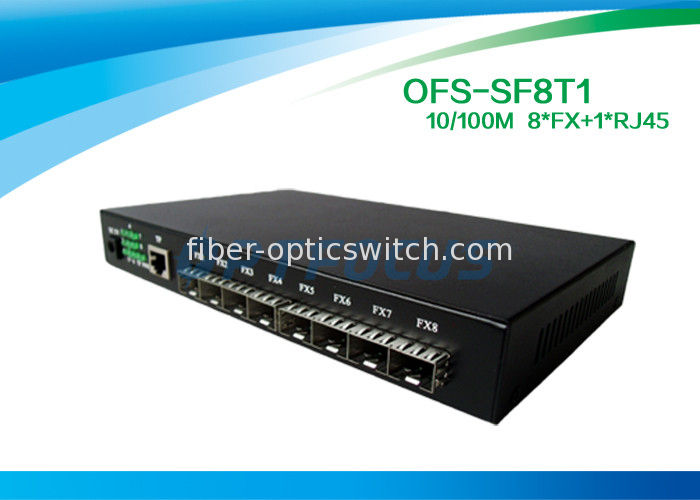8×1 Fiber Optic Switch 100BASE - Fx 1 10 / 100BASE - Tx  DF SM 1310nm 20KM SC
