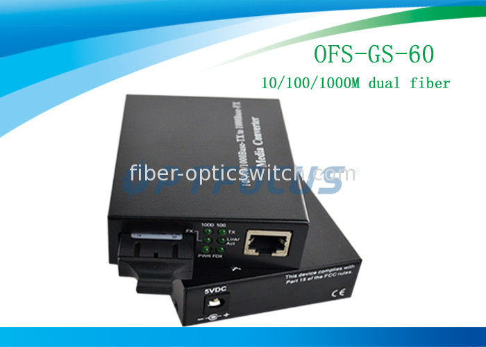 Single Mode Fiber Media Converter 10 / 100 / 1000 Base - Tx to 1000 Base - LX MC 60Km 1310nm
