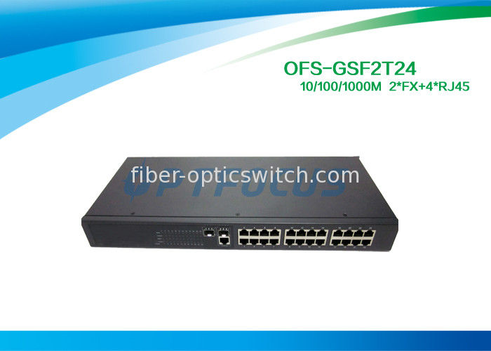 1310nm Single Mode Fiber Optic Switch 2 SFP 1000 BASE - Fx 24 10 / 100 / 1000 BASE - Tx