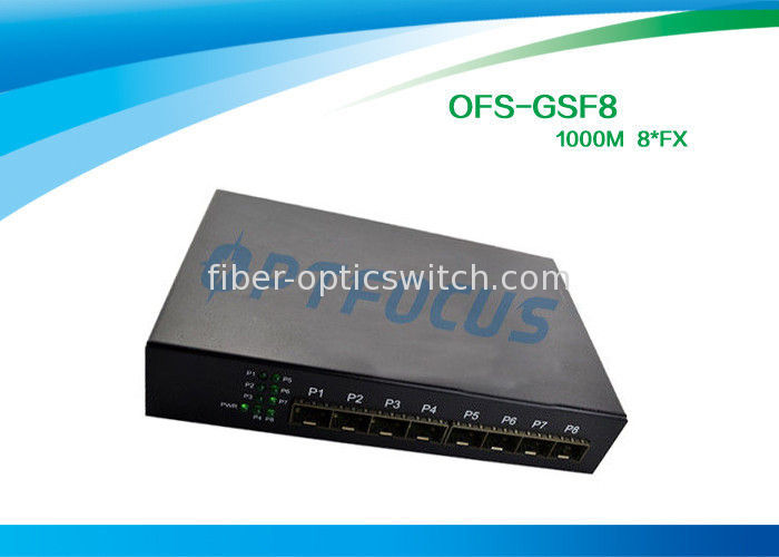 8 Port 12 Gbe SFP Fiber Optic Ethernet Switch 100 BASE - Fx DC5V 1A Power supply