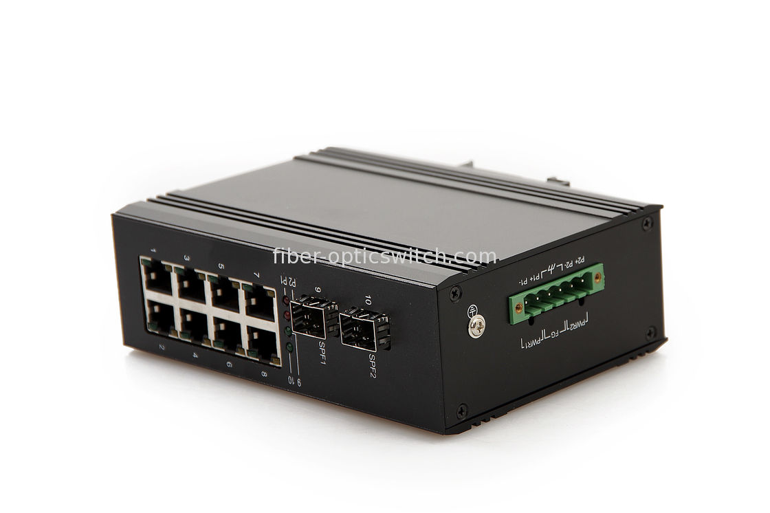 2 Gigabit Fiber Ports Industrial Ethernet Switch , Poe Fiber Switch 8 10 / 100 / 1000m Rj45 Ports