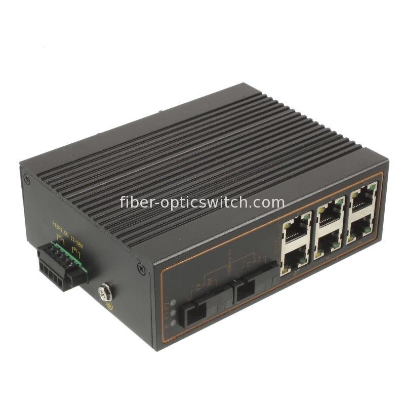 Fast industrial fiber switch / unmanaged Ethernet switch 2 100M fiber ports 6 10 / 100M rj45 ports