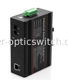 Metal Industrial fiber switch PoE 1*1000M single SC fiber port + 1* 10 / 100 / 1000M RJ45 port