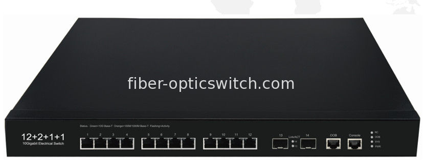 10 Gigabit data center Fiber Optic Switch 12 1G / 10G RJ45 ports 2 10G SFP+ optical ports