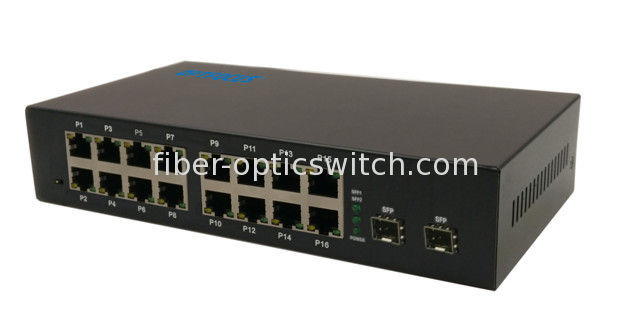 Multi ports Optical Ethernet Switch 2 1000M FX ports and 16 10M / 100M TX RJ45 ports