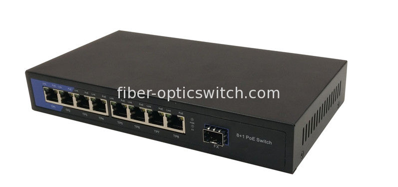 48VDC PoE Network Switch 1000FX SFP Or SC Port And 8 10 / 100 / 1000M RJ45 Ports Each TX Port 15.4W