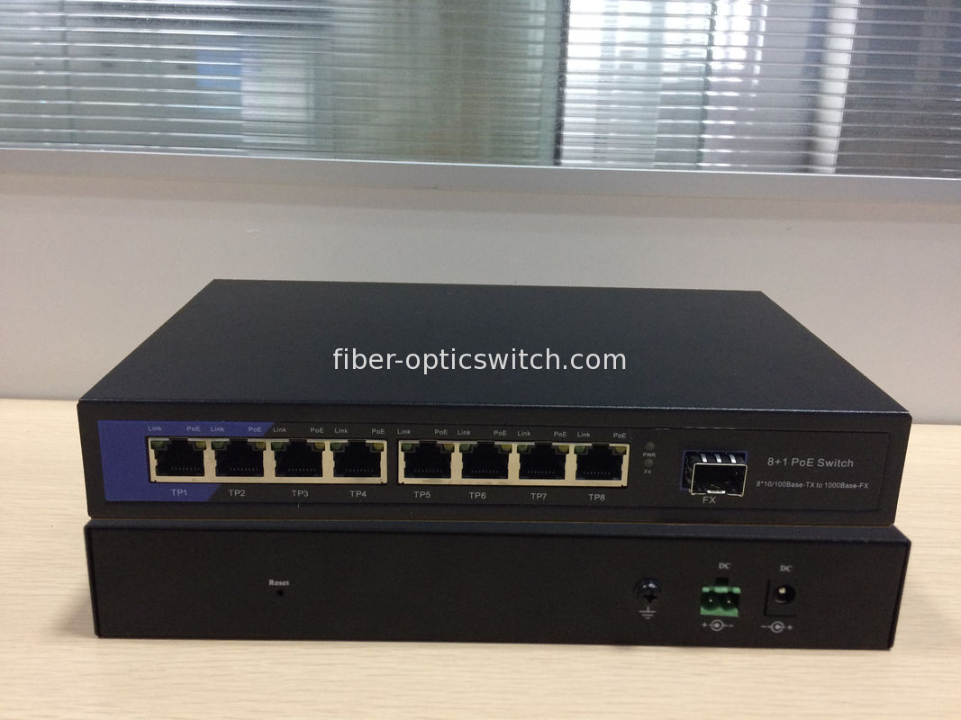 Industrial PoE Network Switch Fiber Ethernet Switch 1 Gigabit FX + 8*10 / 100M TX PoE