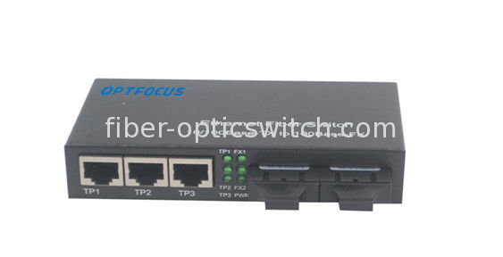Ethernet Fiber Optic Switch 2*100M Fiber Ports And 3*10/100M RJ45 Ports SC Or FC 100Mbps