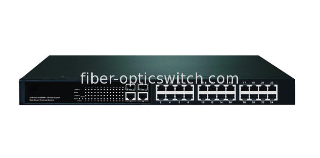 Smart Multi ports fiber switch 24* 10 /100M and 2*10/100/1000M RJ45 ports / SFP (Combo) managed switch