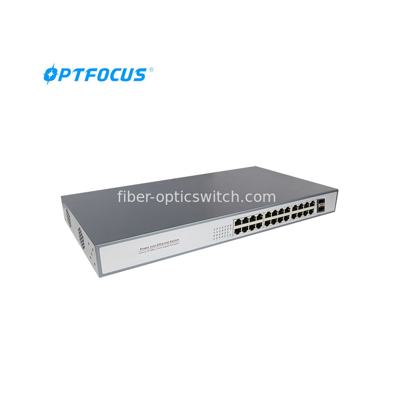 24 Ports Industrial PoE Switch 10/100/1000M Unmanaged Ethernet Fiber Switch CCTV NVR PoE Switch