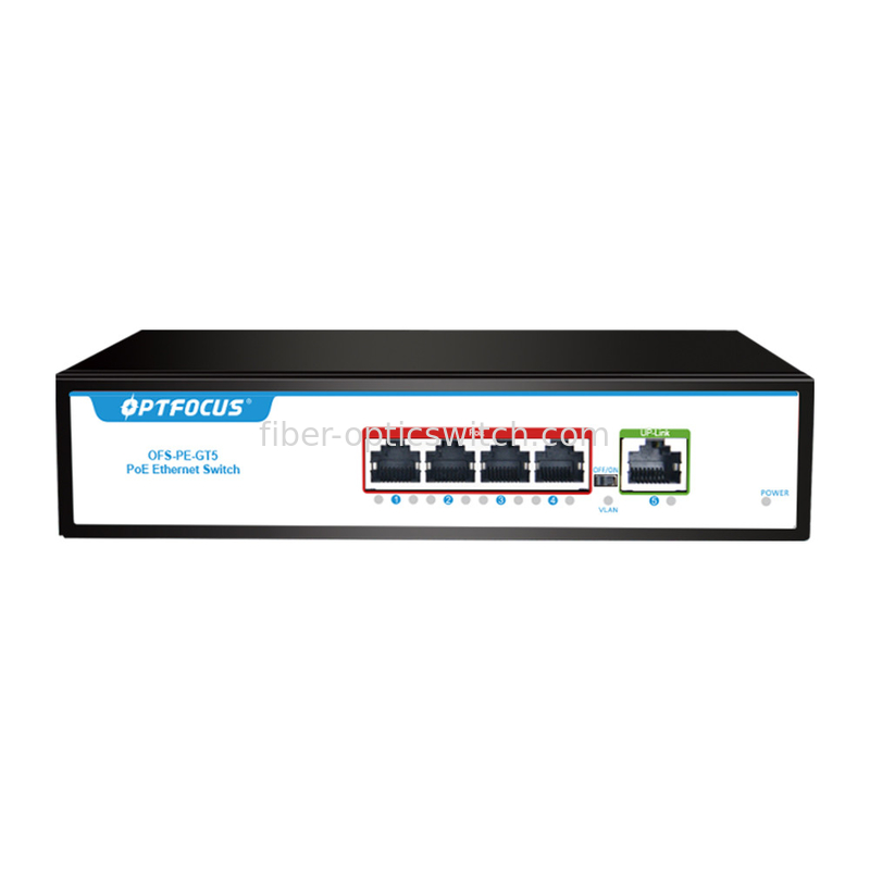 Factory OEM/ODM POE 5Port Desktop Optical Fiber Switch 4*10/100/1000mbps POE Port,1*1000mbps Uplink Port